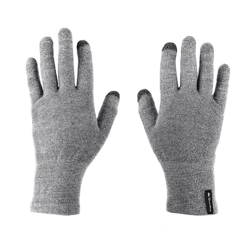 Adult Mountain Trekking Seamless Liner Gloves Trek 500 grey Decathlon