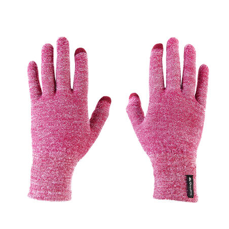 Unisex Mountain Trekking Touchscreen-Compatible Liner Gloves Trek 500 - purple