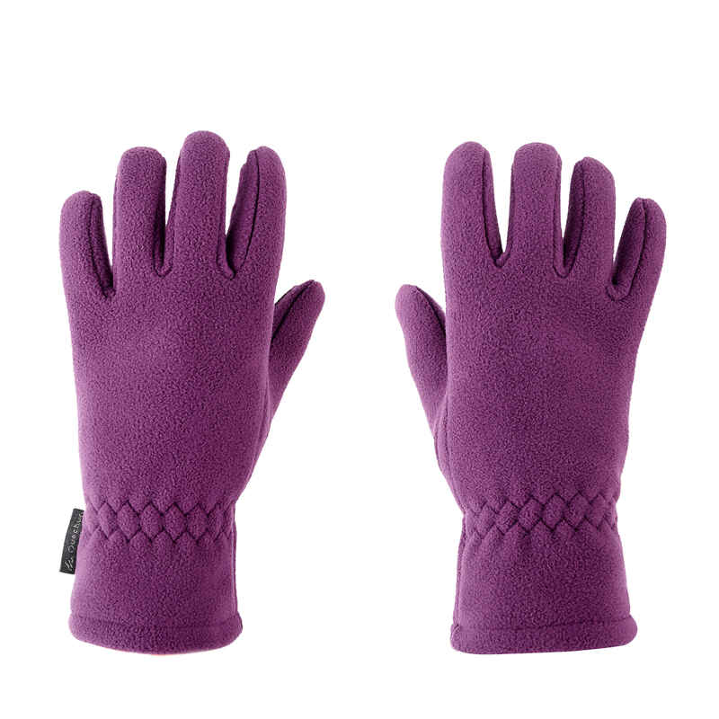 Children's fleece hiking gloves MH500 - Purple