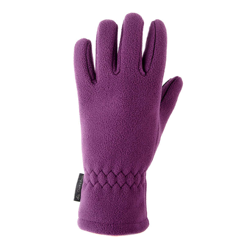 CHILDREN SNOW HIKING GLOVES & WARM SOCKS Hiking - JR FLEECE GLV MH500 - PURPLE QUECHUA - Hiking Clothes