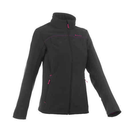 Chaqueta softshell trekking montaña TREK100 WINDWARM mujer negro 