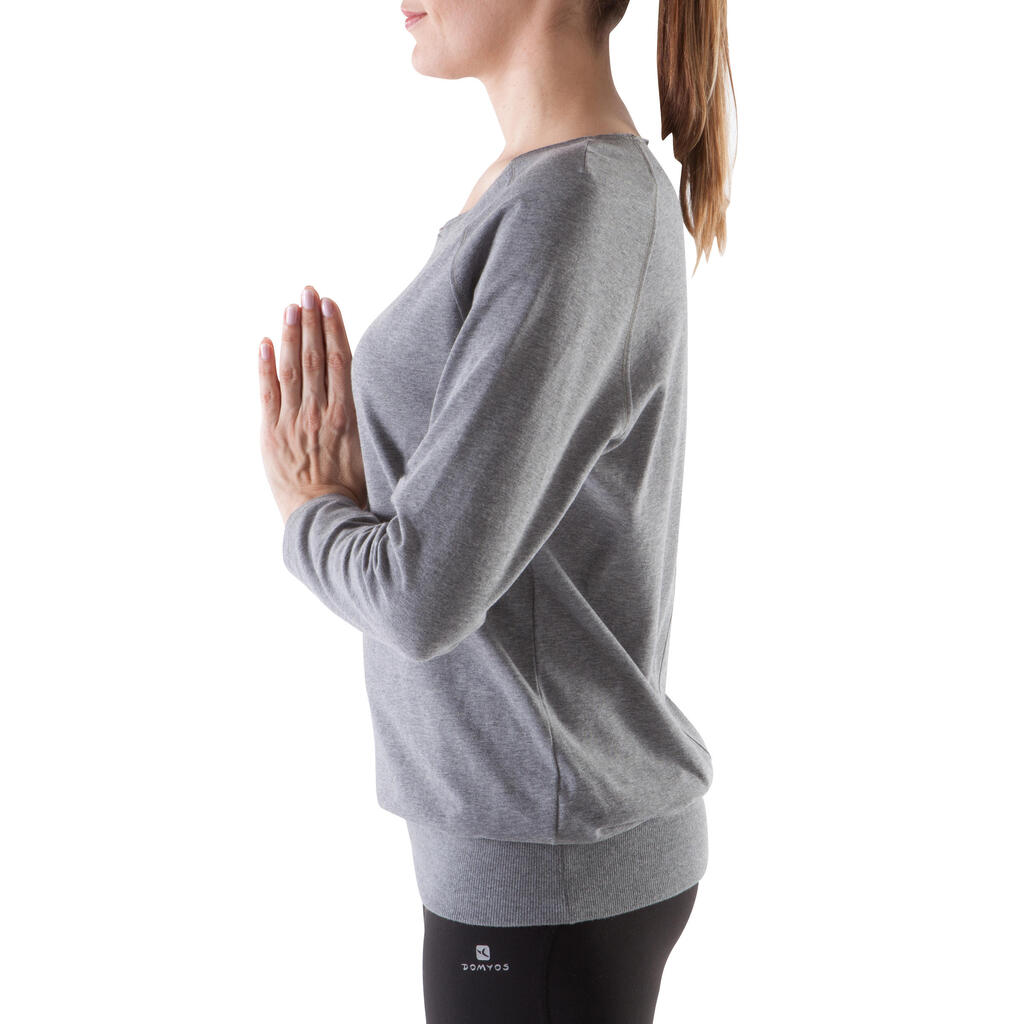 Langarmshirt Yoga F 100 Eco Damen lila