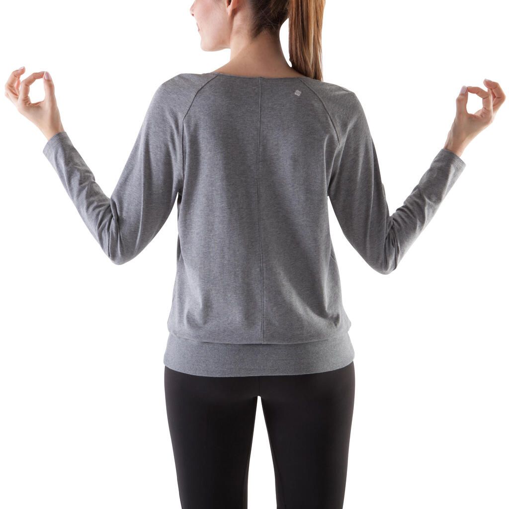 Langarmshirt Yoga F 100 Eco Damen lila