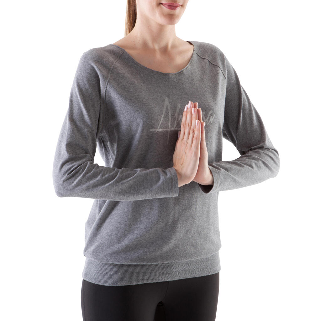 Langarmshirt Yoga F 100 Eco Damen lila