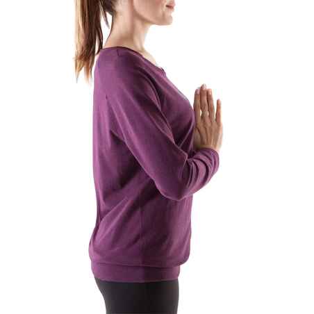Women's Long-Sleeved Gentle Yoga Organic Cotton T-Shirt - Burgundy