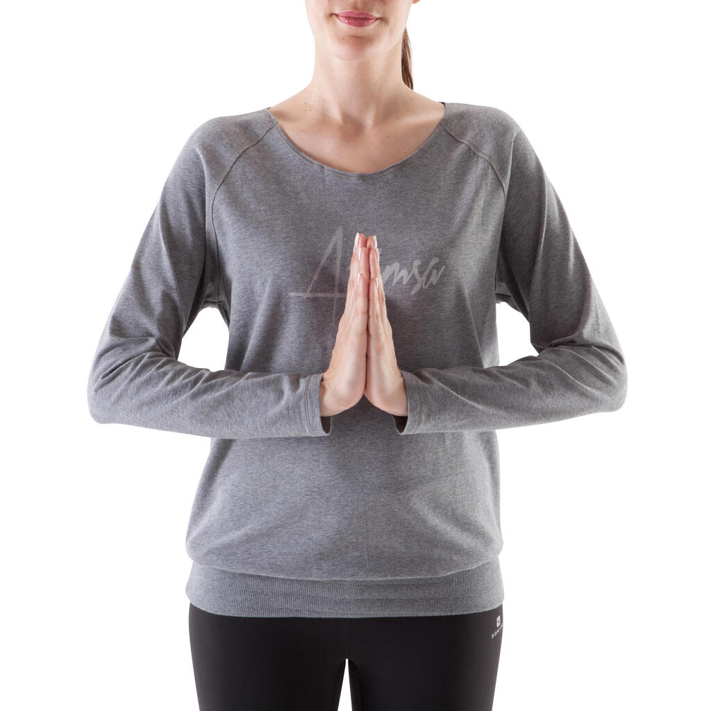 Langarmshirt Yoga F 100 Eco Damen lila