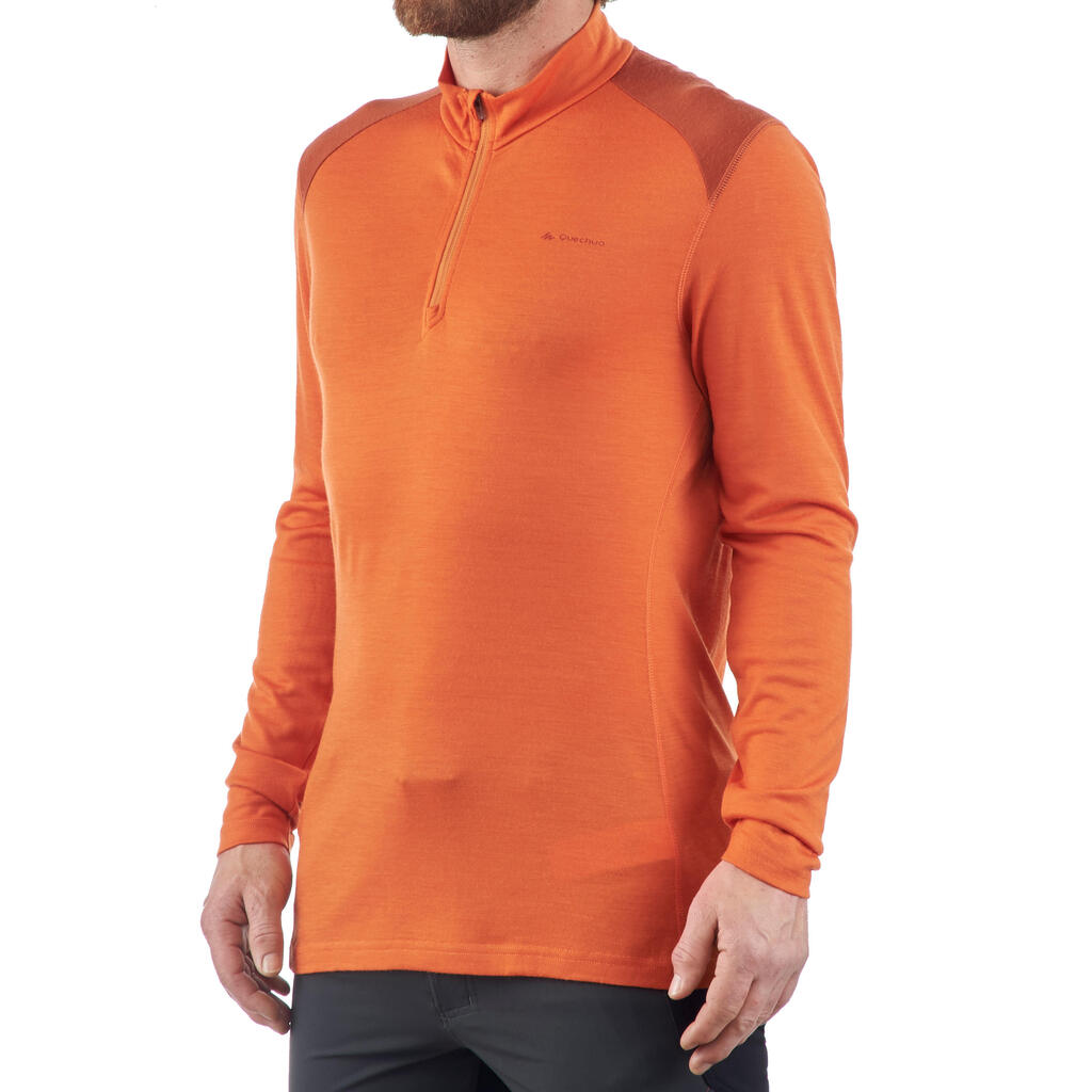 Merinoshirt Langarm Reißverschluss Techwool 190 Herren orange