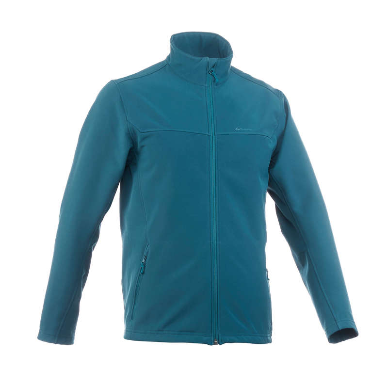 FORCLAZ Men's WindWarm 100 softshell blue trekking jacket...