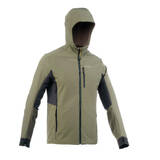 Men's Mountain Trekking Warm Softshell Wind Jacket Trek 500 Windwarm - Khaki