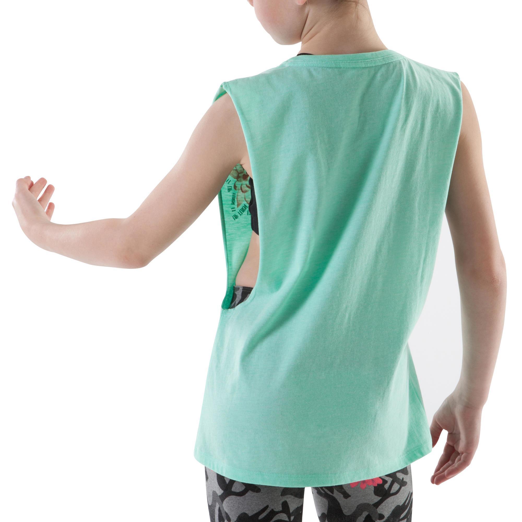 Girls' mint green open opening t-shirt