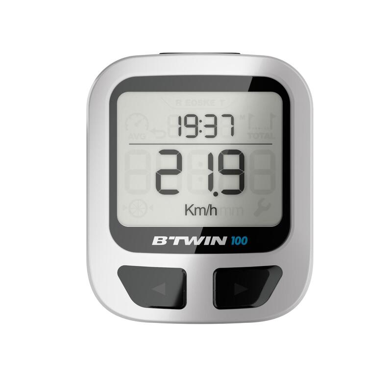 COMPTEUR VÉLO B'TWIN 100 NOIR - AVEC FIL