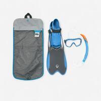 Kit de snorkeling PMT palmes masque tuba R'gomoove adulte gris bleu