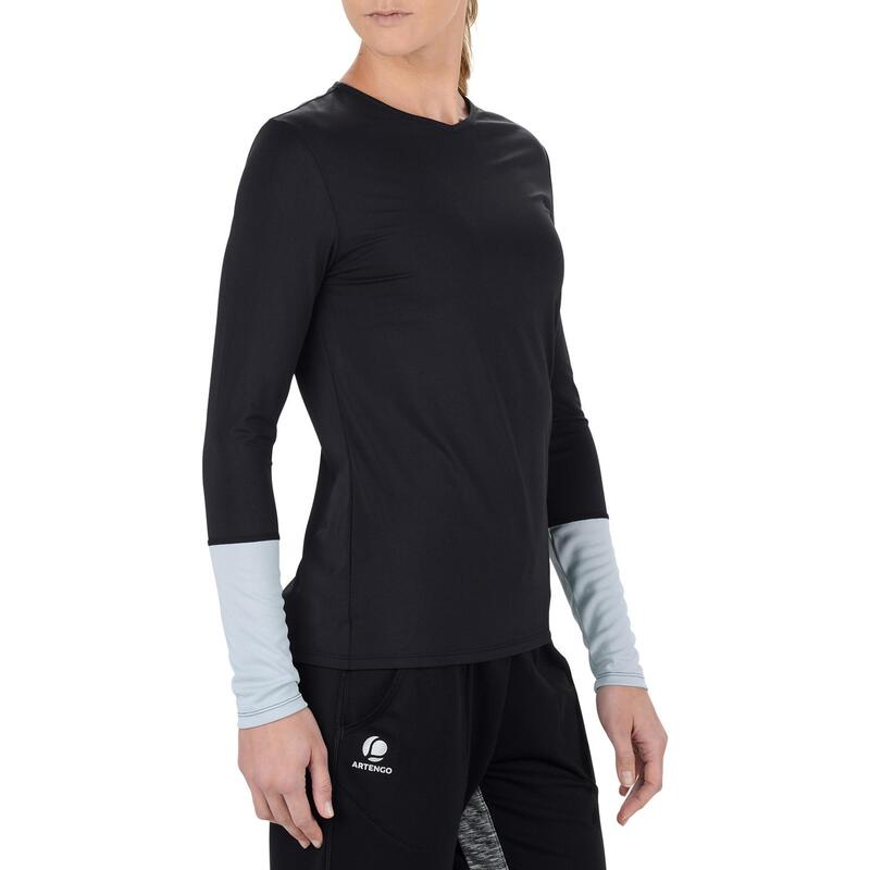Essential Women's Tennis T-Shirt - Black/Grey