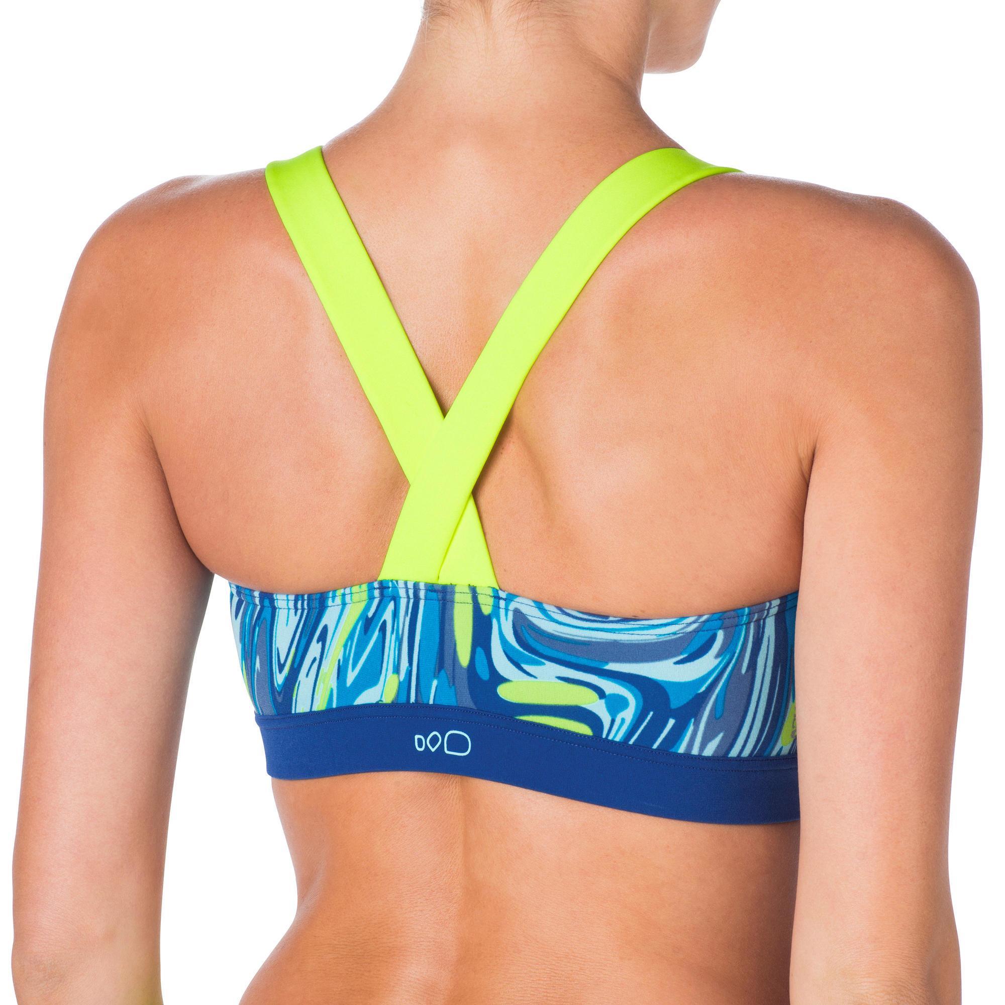 Anna grey yellow chlorine-resistant aquabike bra