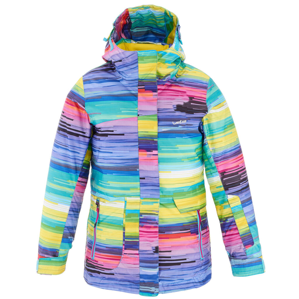 Snowboardjacke Skijacke SNB 500 Mädchen blau und türkis