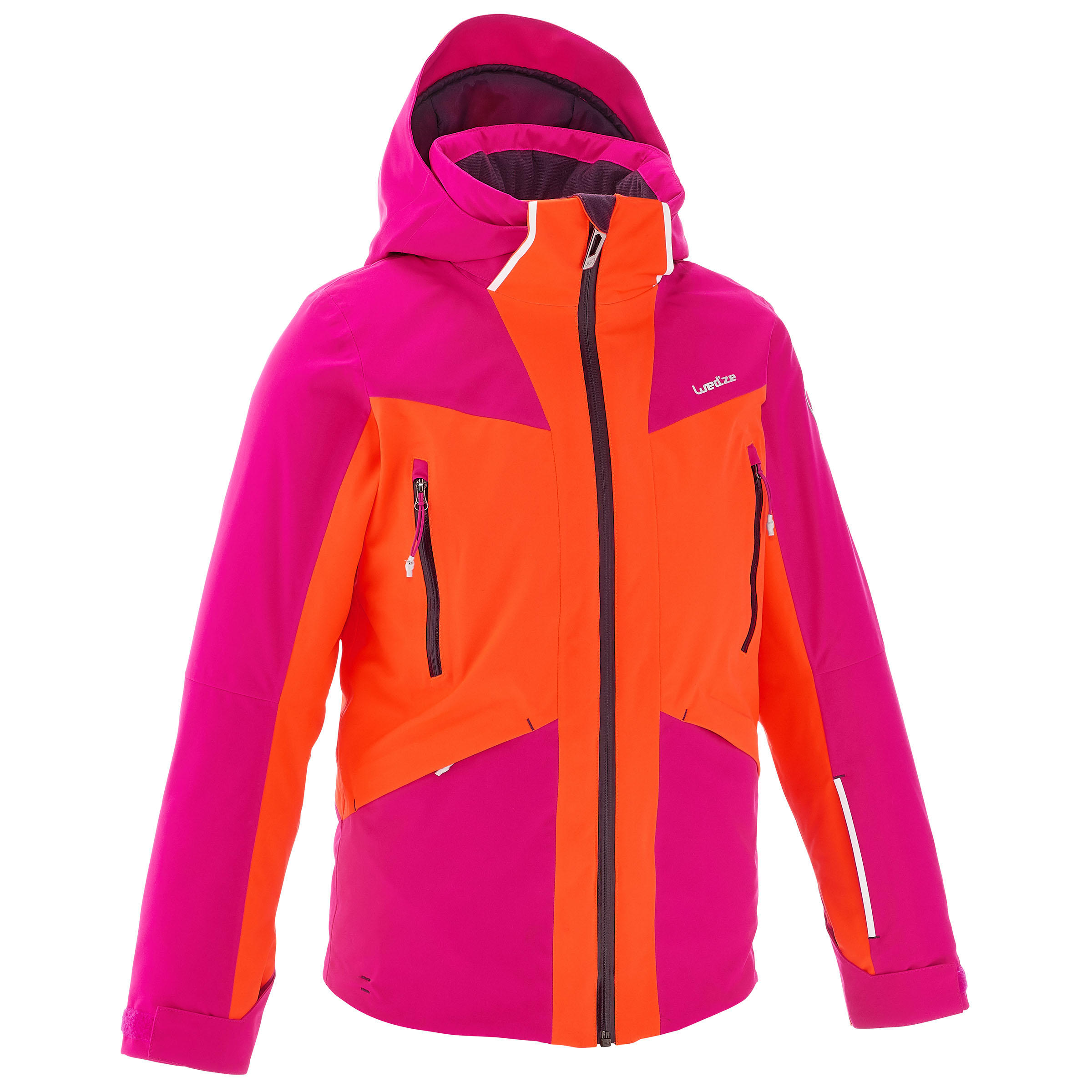 GIRLS' 700 FLUO ORANGE PINK SKI JACKET 1/1