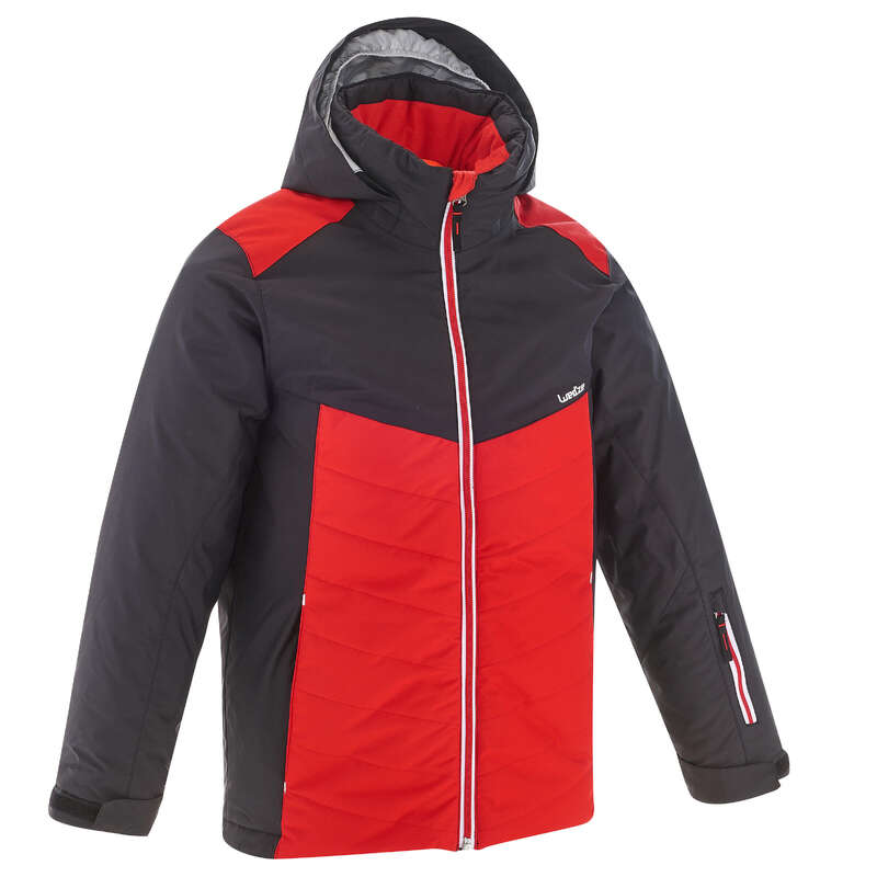 BOY. INTERMEDIATE ON PIST SKIING CLOTHS Clothing - JR D-SKI JACKET 300 - RED WEDZE - Coats and Jackets