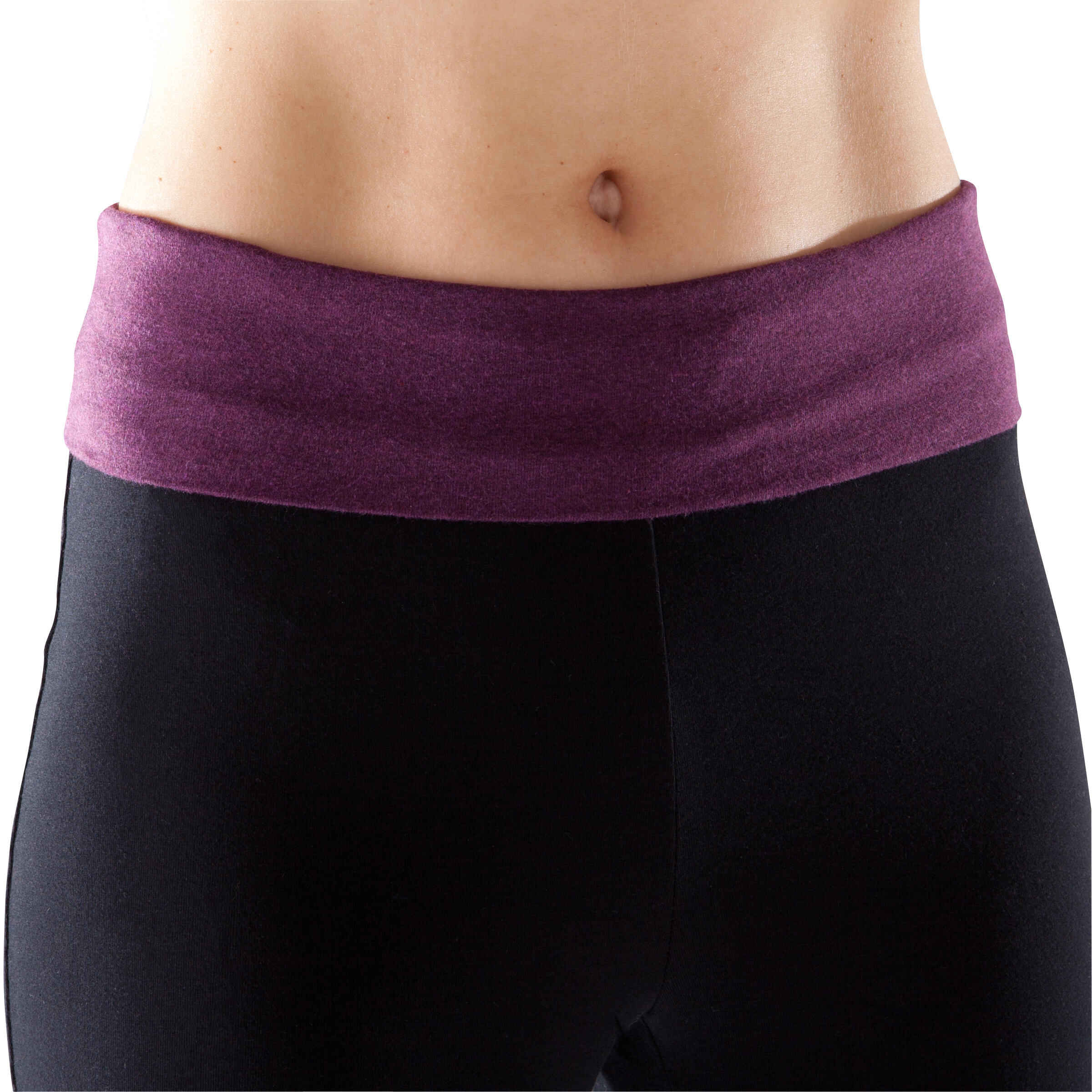 Women's Organic Cotton Gentle Yoga Cropped Bottoms - Black/Heathered Burgundy