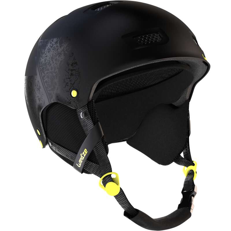WEDZE HFS 300 Adult Ski and Snowboarding Helmet Black/Yellow....