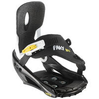 Fixations de snowboard junior, Faky 300 noires, blanches et jaunes