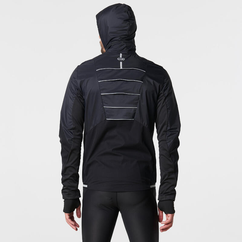 Chaqueta Running Kalenji Kiprun Evolutive Hombre Negro Cremallera Con Capucha