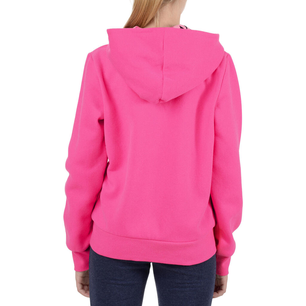 500 Girls' Hooded Gym Jacket - Pink Print