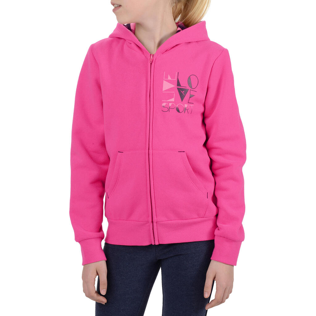 500 Girls' Hooded Gym Jacket - Pink Print