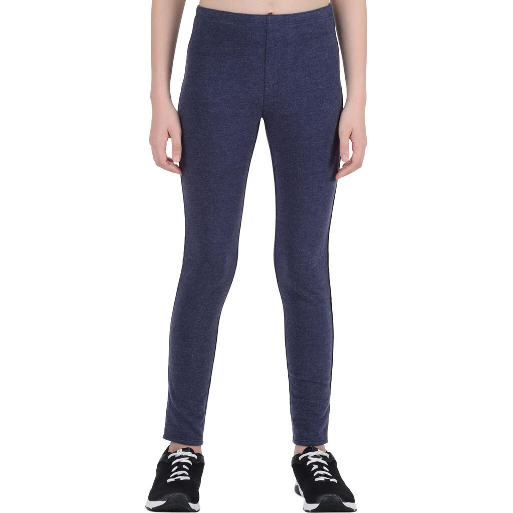 100 Girls' Warm Gym Leggings - Blue