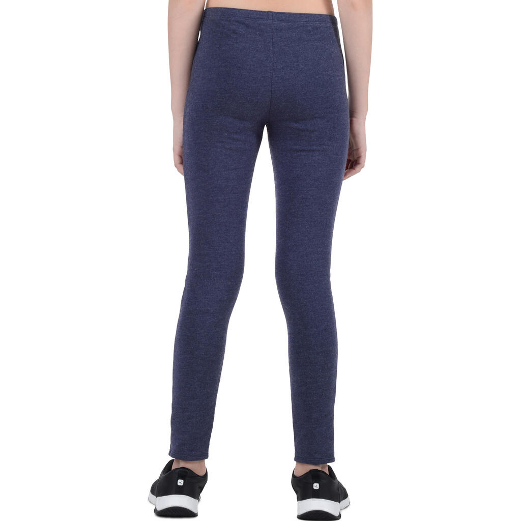 100 Girls' Warm Gym Leggings - Blue