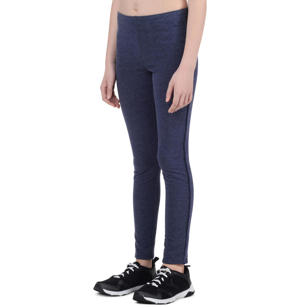 100 Girls' Warm Gym Leggings - Blue