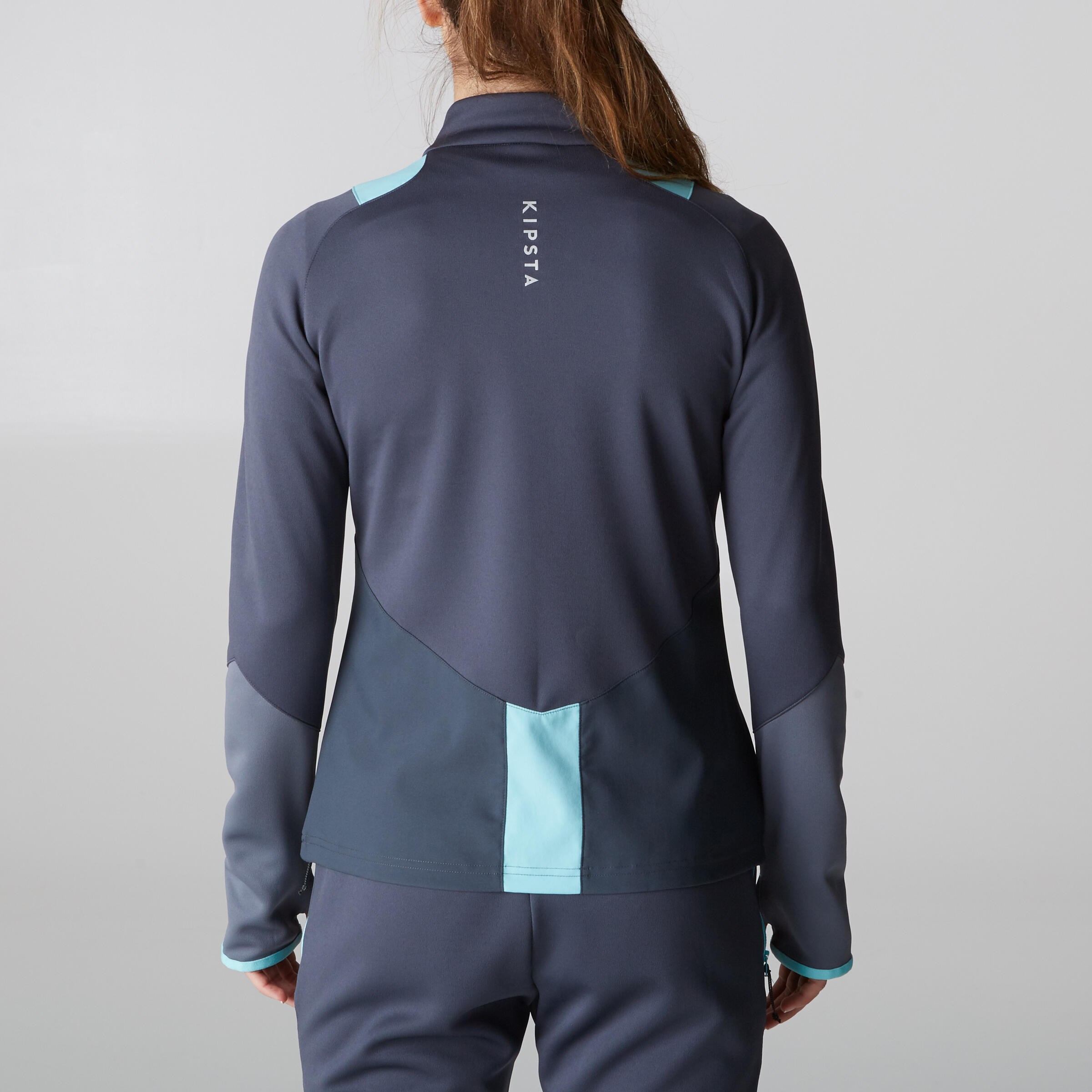 Casaco de treino de futebol mulher T500 cinza/ menta 3/17