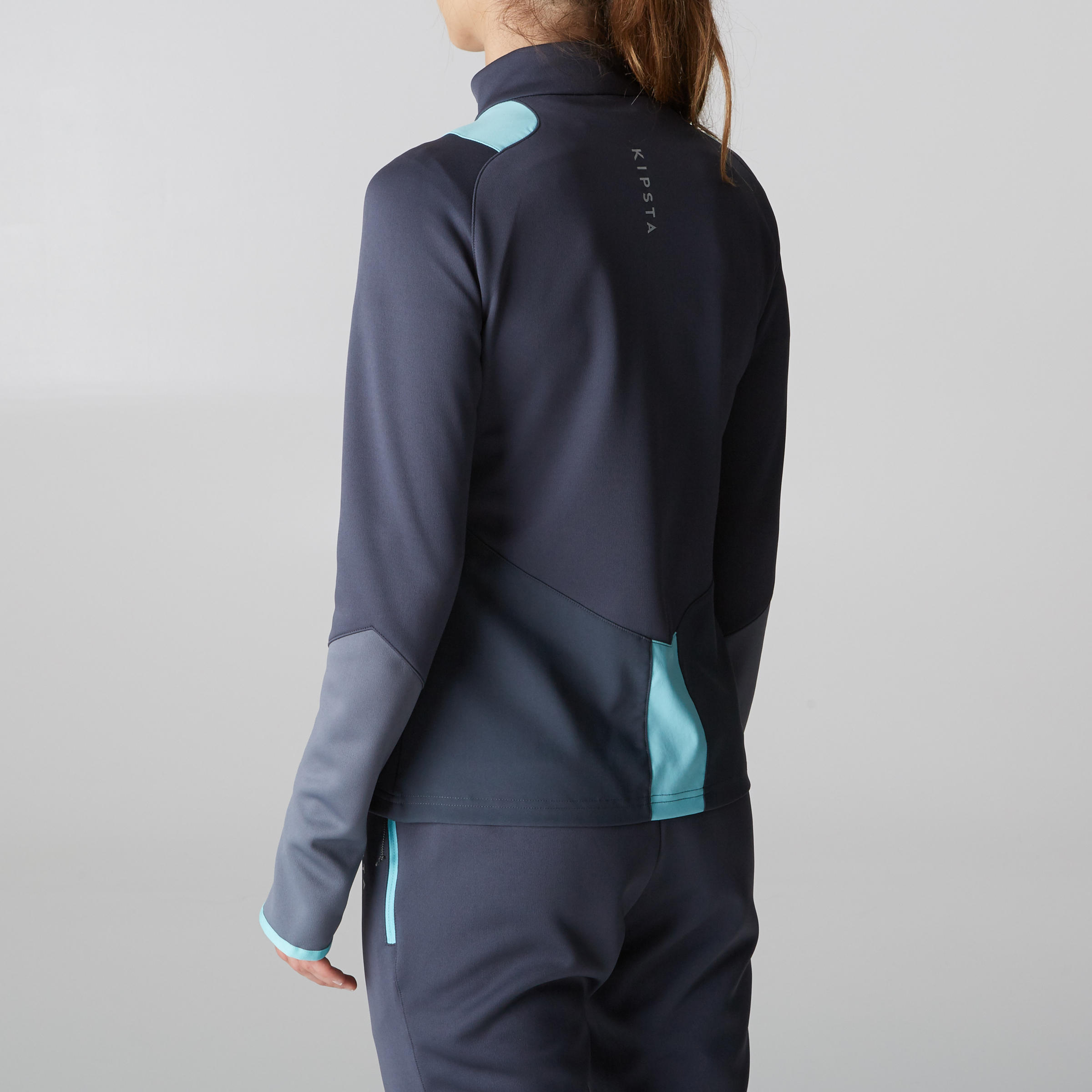 Casaco de treino de futebol mulher T500 cinza/ menta 4/17