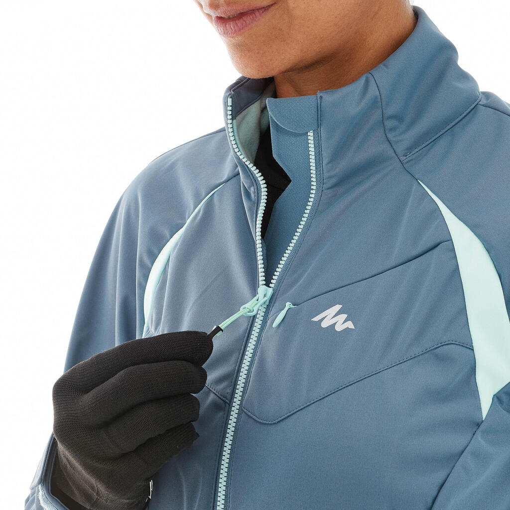 Skijacke Langlauf winddicht Damen grau