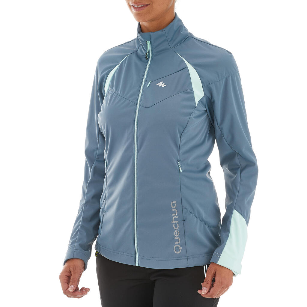 Skijacke Langlauf winddicht Damen grau