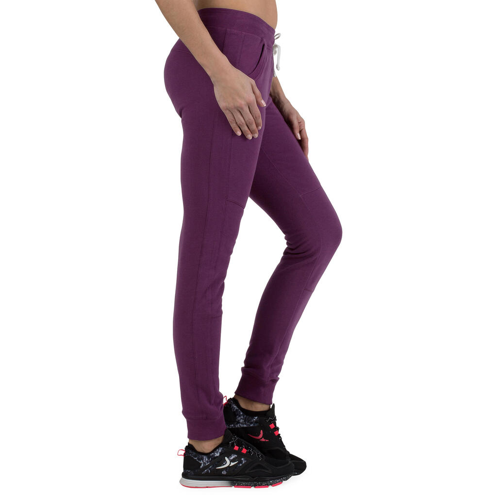 Jogginghose Slim Gym & Pilates Damen bordeaux