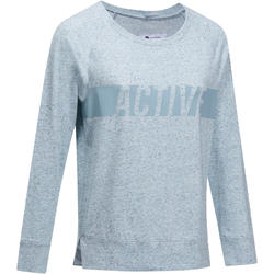 T-Shirt manches longues régular Gym & Pilates femme bleu effet neps