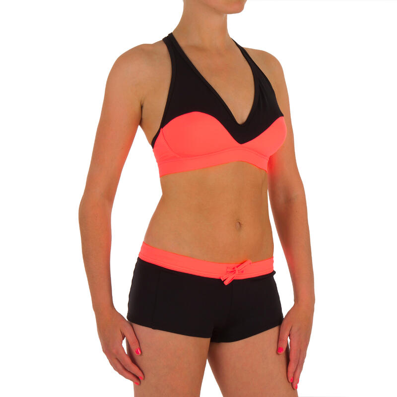 Women's surfing swimsuit crop top ANA BLUR PINK OLAIAN - Decathlon