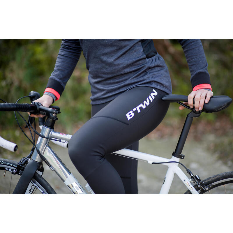 Női kerékpáros nadrág, 500-as, országúti túrakerékpározáshoz, fekete