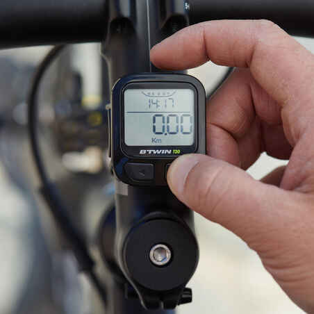 Cuentakilómetros bici sin cable 5 funciones Btwin 120 negro