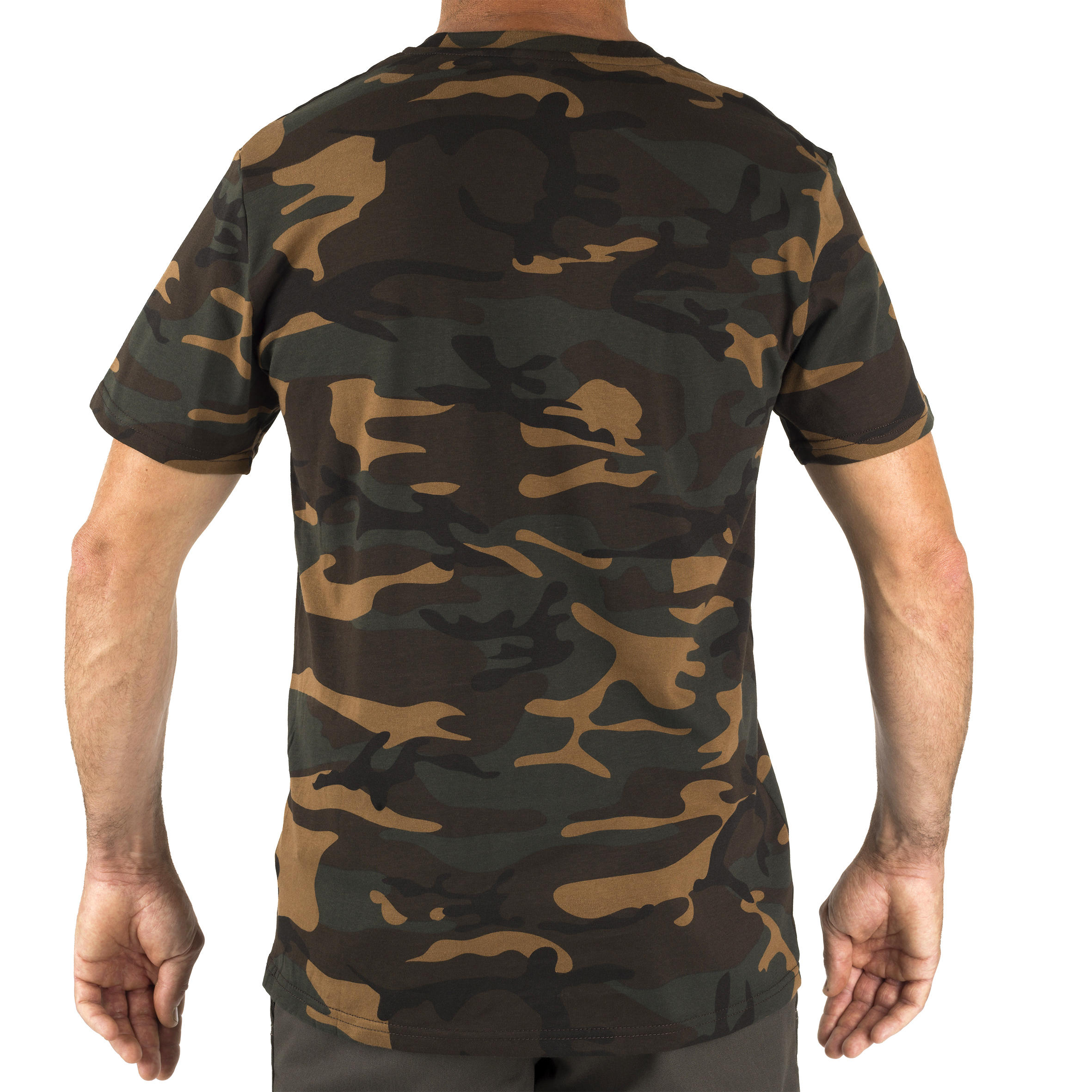 Playera Caza Solognac SG 100 Hombre Adulto Manga Corta Camuflaje Militar Verde Decathlon