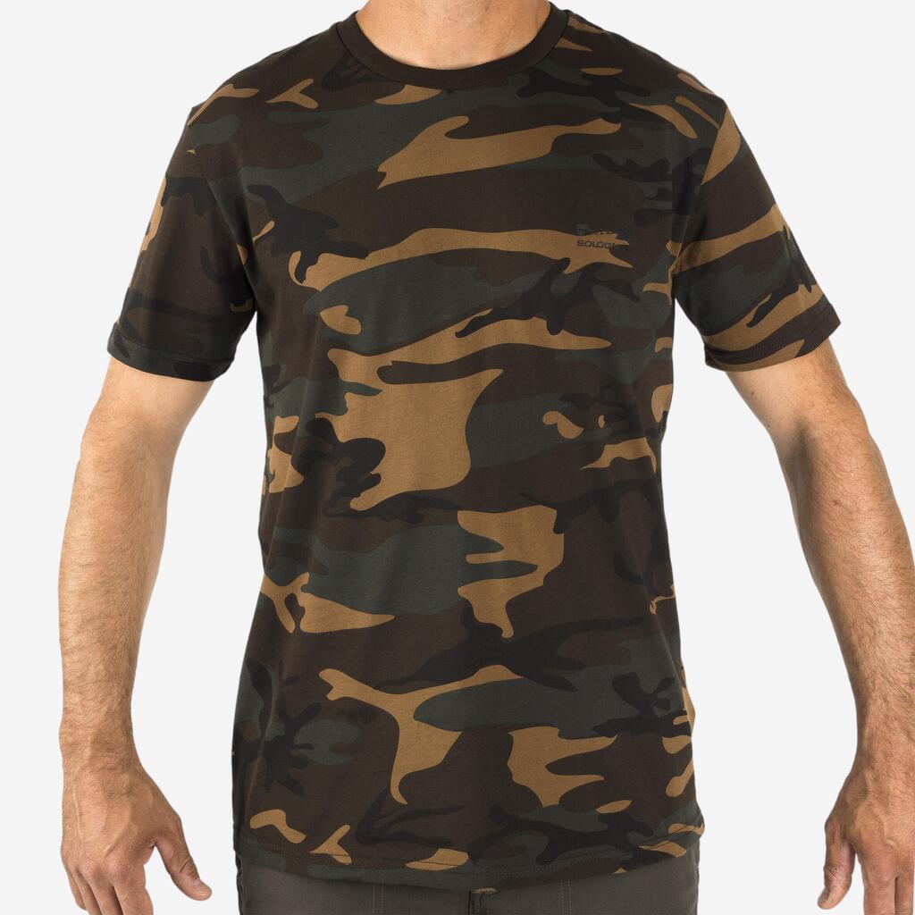 Playera Caza Solognac SG 100 Hombre Adulto Manga Corta Camuflaje Militar Verde