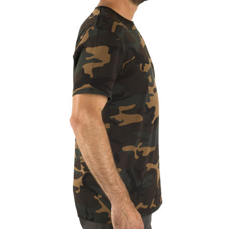 Футболка 100 для полювання - Камуфляж Woodland Green
