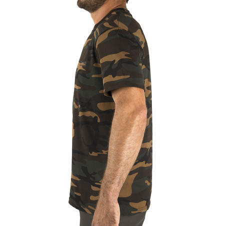 Футболка 100 для полювання - Камуфляж Woodland Green