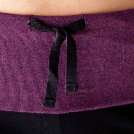 Women's Organic Cotton Gentle Yoga Cropped Bottoms - Black/Heathered Burgundy