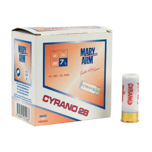 
      Cyrano Clay Pigeon Shooting Cartridge 12/70 Gauge 28g 7.5 Shot x250
  