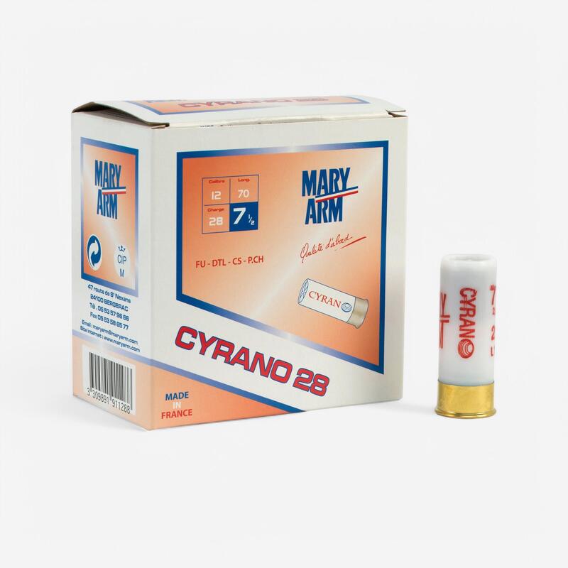 Cartouche ball trap calibre 12/70 Cyrano 28g x250 plomb 7,5