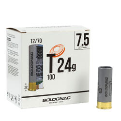 CARTOUCHE BALL TRAP T100 24g CALIBRE 12/70 PLOMB N°7,5 X25