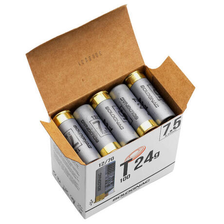 CARTOUCHE BALL TRAP T100 24g CALIBRE 12/70 PLOMB N°7,5 X25 ...