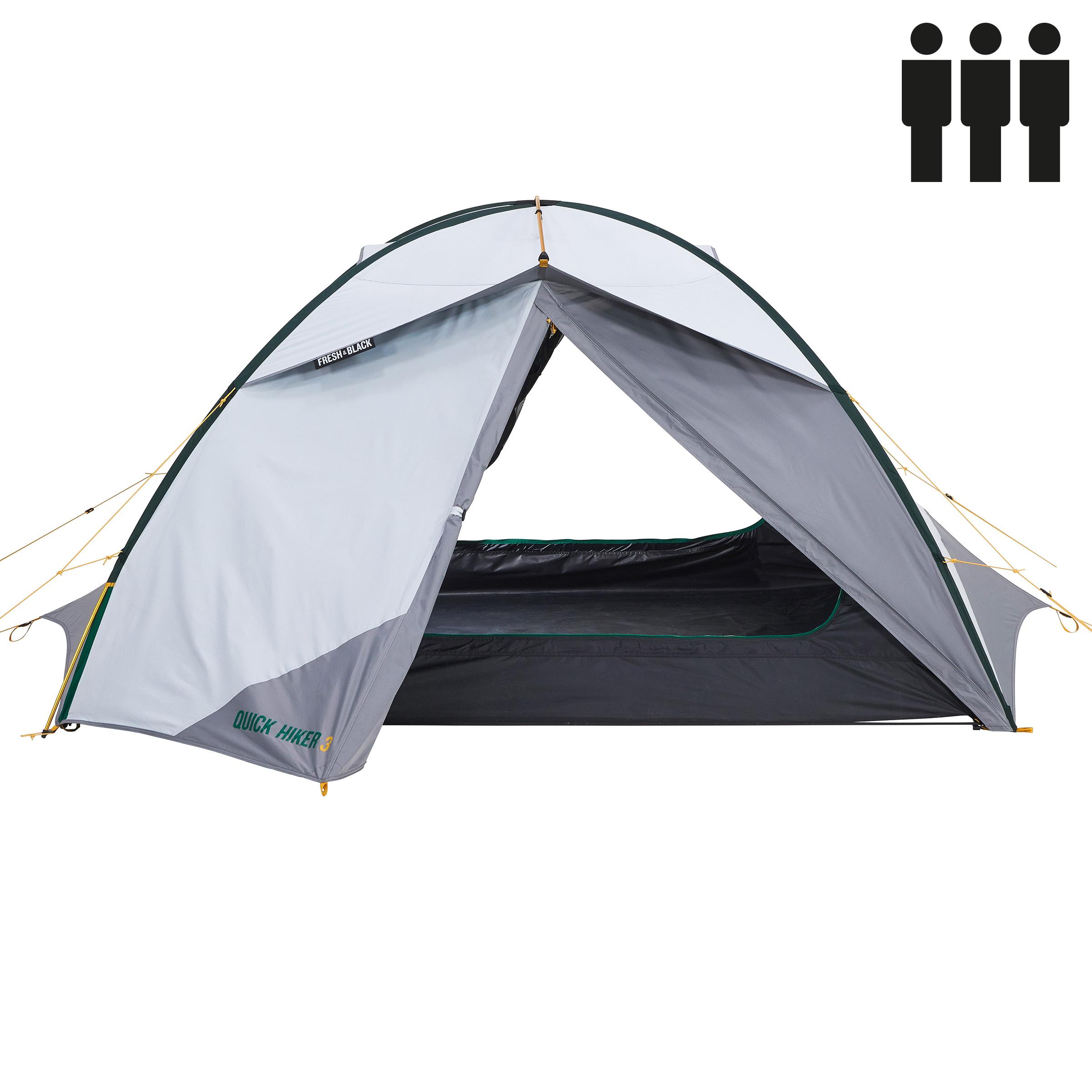 3人用テント Quechua Quick Hiker3 FLESH&BLACK 3-Person Trekking Tent, QuickHiker Fresh & Black - Forclaz - Decathlon