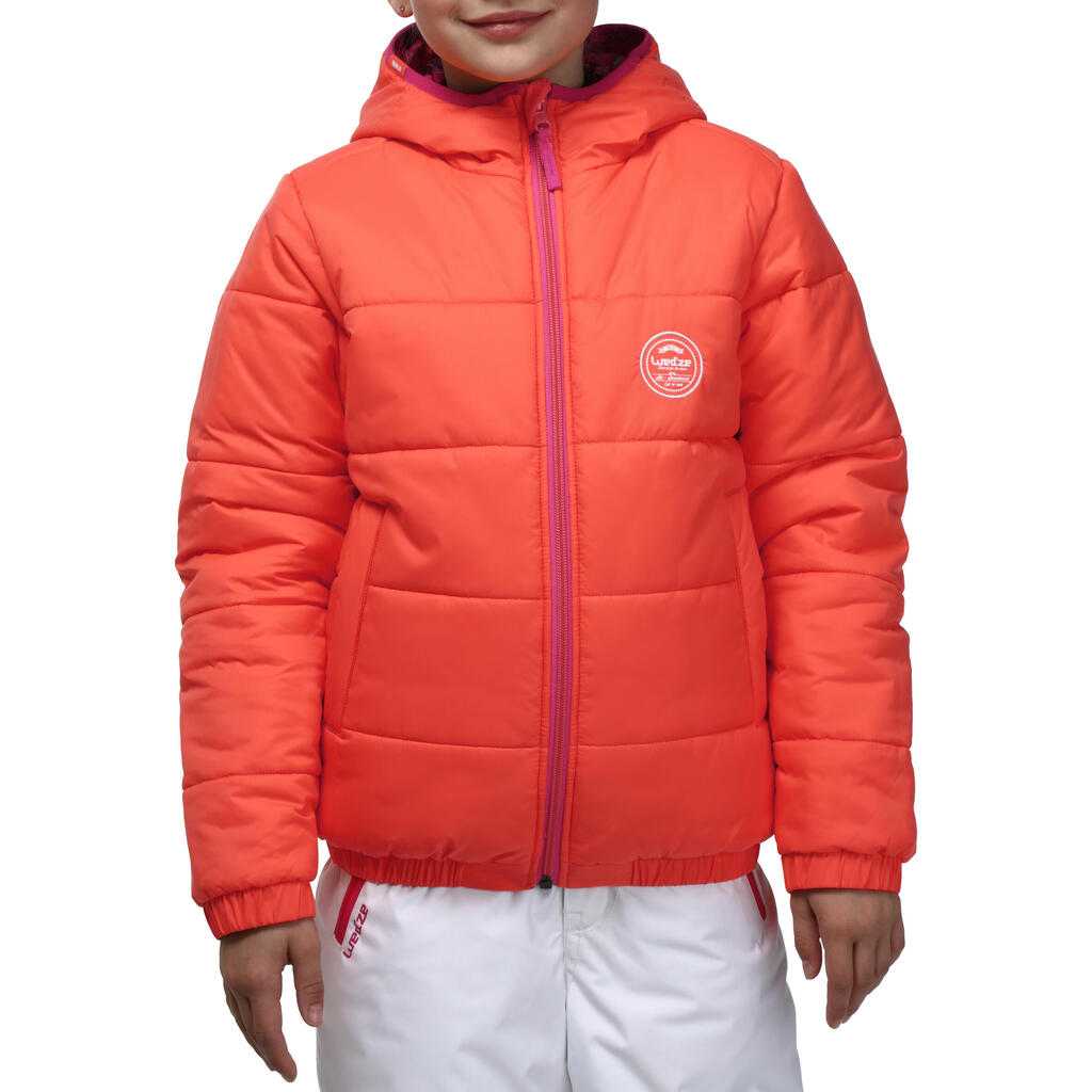 Wende-Skijacke Warm Kinder orange/gemustert orange/bedruckt